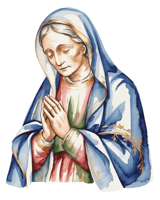 Soft devotional artwork representing Catholic prayer